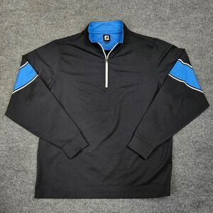 FootJoy 1/4 Quarter Zip Golf Pullover Shirt Mens XXL Black Blue Performance